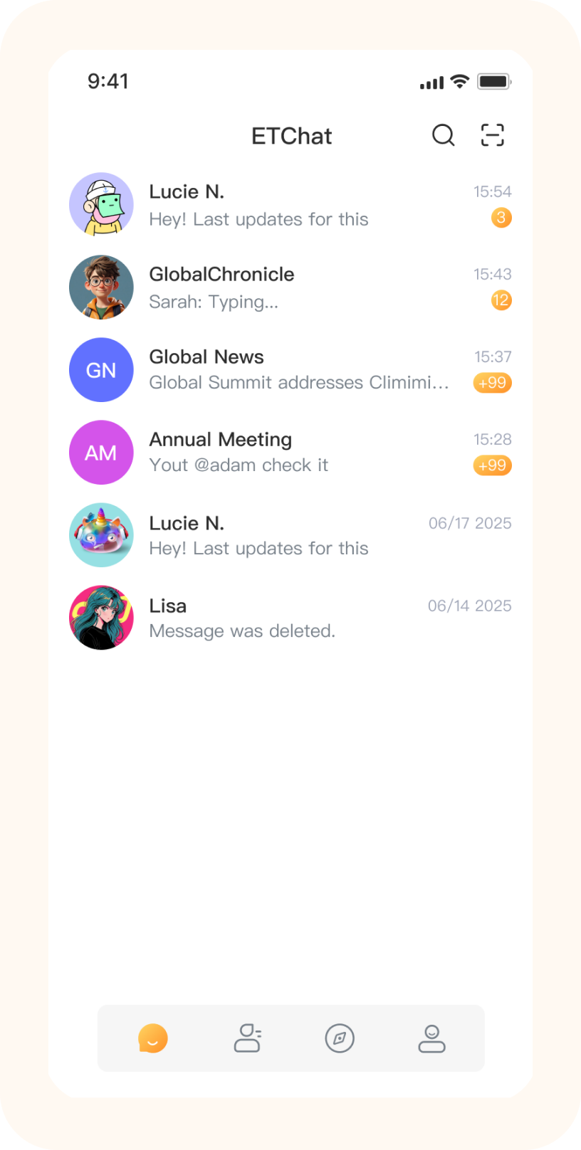 消息列表功能展示